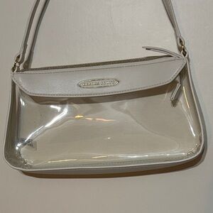 Kendra Scott Clear Shoulder Bag with White Trim and Gold Logo